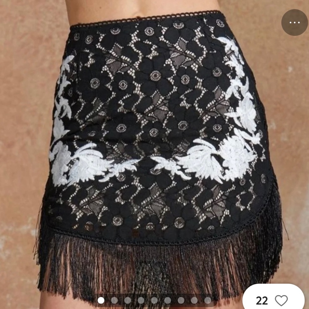 Nasty gal Black Embroidered Fringe Lace Western Dress Size 4